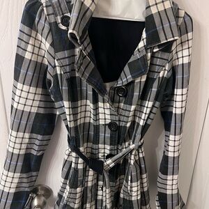 Plaid Trench Coat with Belt